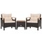 3 Pieces Patio Rattan Furniture Set with Removable Cushions-Beige